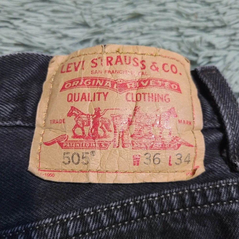 Vintage Levis Jeans Mens 36x34 (Fits 35x33.5) Black 505 ‎ Denim Y2K VTG